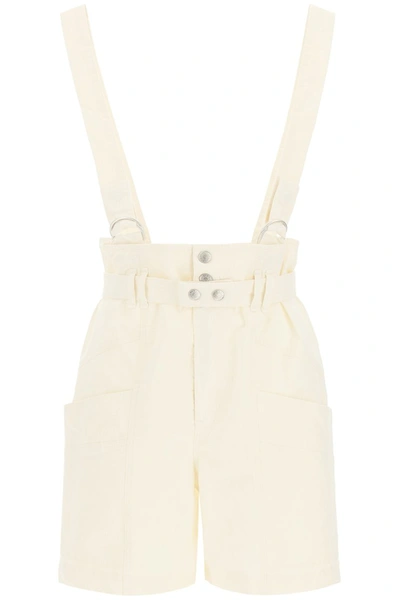 Isabel Marant Effie Linen And Cotton Suspender Shorts In White