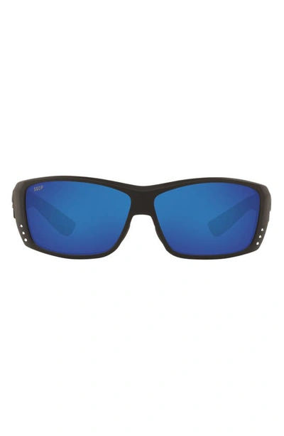 Costa Del Mar 61mm Rectangle Sunglasses In Black Blue Polarized Plastic