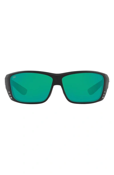 Costa Del Mar 61mm Rectangle Sunglasses In Black Polarized Glass