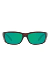 Costa Del Mar 61mm Polarized Wraparound Sunglasses In Tortoise Polarized Glass