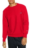 Champion Reverse Weave Crew Sweatshirt In Team Red Scarlet