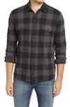 Faherty Legend Buffalo Check Flannel Button-up Shirt In Charcoal Black Buffalo