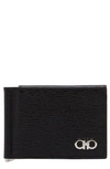 Ferragamo Textured Leather Wallet With Logo In Nero/ Red / Nero