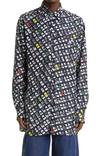 Bottega Veneta Graphic-print Long-sleeve Shirt In Black