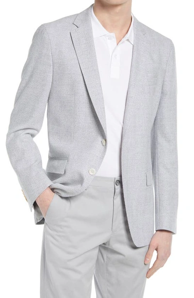Hugo Boss Boss Hartlay Windowpane Cotton & Wool Sport Coat In Silver