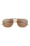 Salt Yeager 60mm Polarized Aviator Sunglasses In Brushed Honey Gold/ Brown