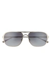 Salt Yeager 60mm Polarized Aviator Sunglasses In Antique Silver/ Grey