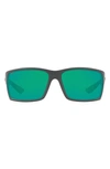 Costa Del Mar 64mm Mirrored Polarized Rectangular Sunglasses In Crystal Grey