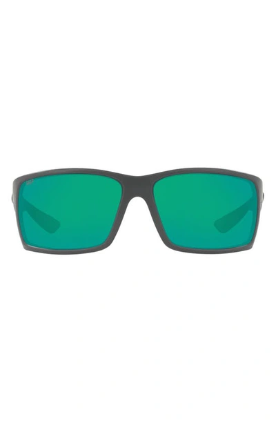 Costa Del Mar 64mm Mirrored Polarized Rectangular Sunglasses In Crystal Grey