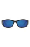 Costa Del Mar 61mm Polarized Wraparound Sunglasses In Black