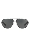 Ax Armani Exchange 64mm Oversize Aviator Sunglasses In Black