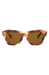 Ray Ban 52mm Square Sunglasses In Striped Havana