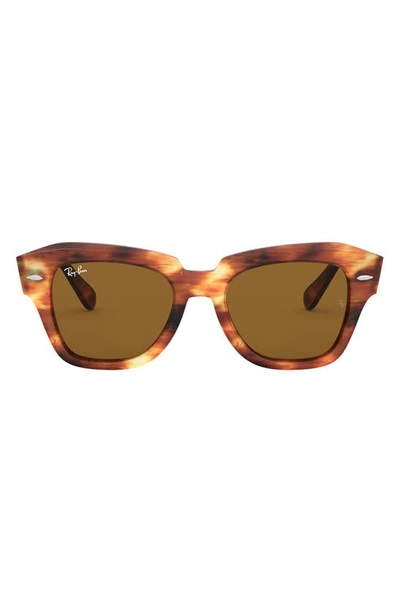 Ray Ban 52mm Square Sunglasses In Striped Havana