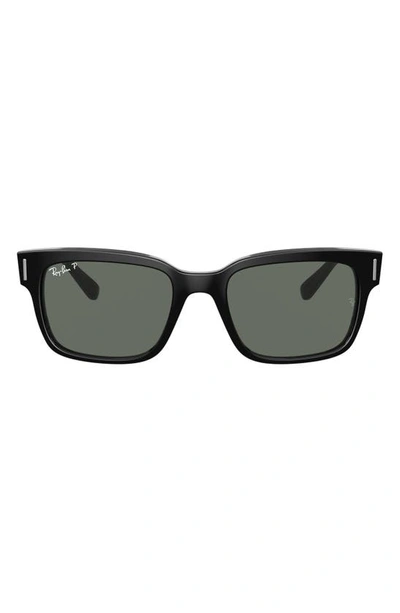 Ray Ban 55mm Polarized Wayfarer Sunglasses In Shiny Black