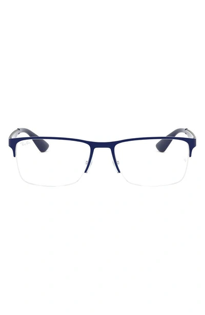 Ray Ban 54mm Semi Rimless Rectangular Optical Glasses In Navy