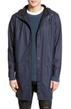 RAINS WATERPROOF HOODED LONG RAIN JACKET,1202