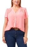 Vince Camuto Flutter Sleeve Rumple Satin Blouse In Cool Melon