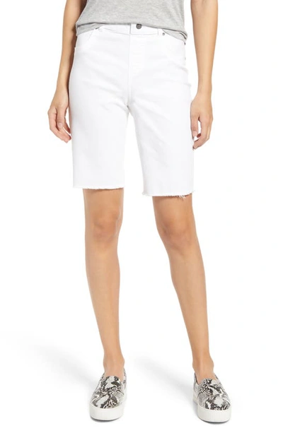 Hue Ultra-soft Denim High Rise Bermuda Shorts In White