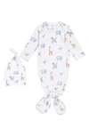 Aden + Anais Comfort Knit Gown & Hat Set In Jungle Jammin