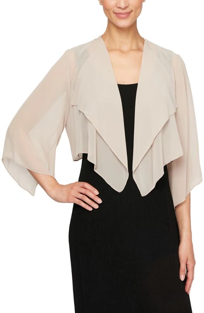 Alex Evenings Hanky Bolero Cardigan In Tan/beige