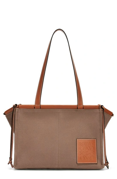 Loewe Small Cushion Canvas Tote In Taupe
