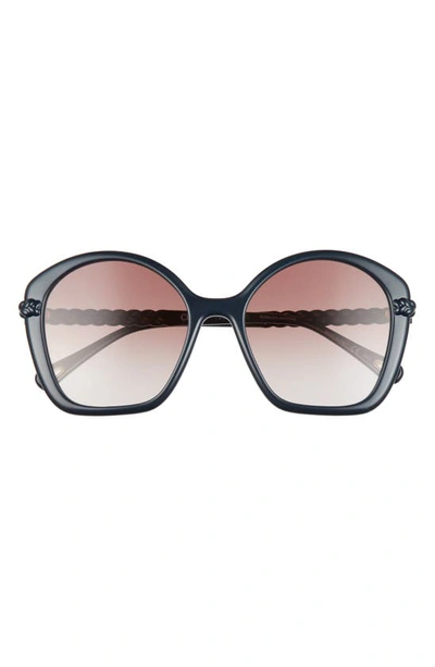 Chloé 55mm Gradient Square Sunglasses In Blue/ Brown Gradient