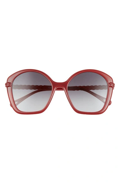 Chloé 55mm Gradient Square Sunglasses In Orange/ Grey Gradient