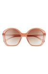 Chloé 55mm Gradient Square Sunglasses In Pink/ Brown Gradient
