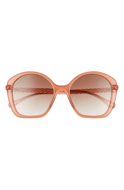 Chloé 55mm Gradient Square Sunglasses In Pink/ Brown Gradient