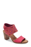 Toms Majorca Block Heel Sandal In Pink Cotton