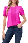 Cece Pleat Front Top In Magenta Glow