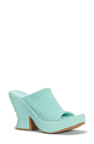 Bottega Veneta Wedge Knit Slide Platform Sandals In Blue