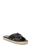 Vince Selene Leather Crosscross Espadrille Slide Sandals In Black
