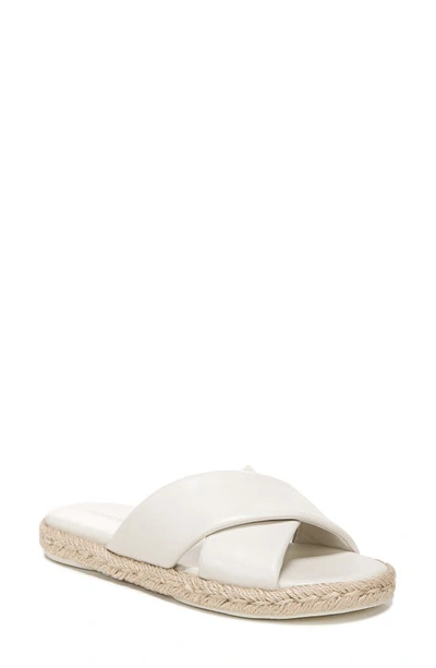 Vince Selene Leather Crosscross Espadrille Slide Sandals In Off White