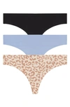 Honeydew Intimates Skinz 3-pack Thong In Black/ Cove/ Sandlewood