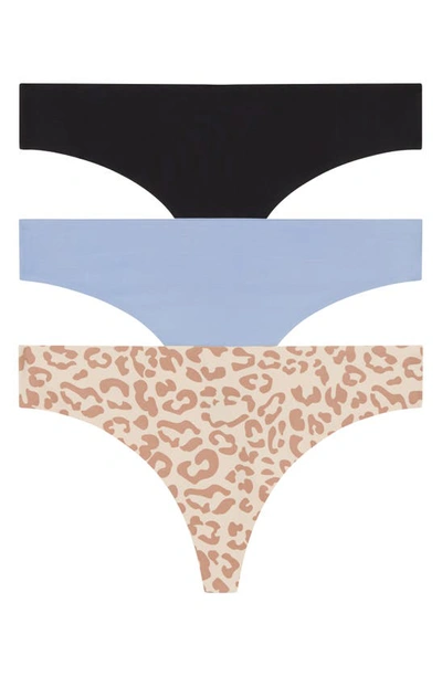 Honeydew Intimates Skinz 3-pack Thong In Black/ Cove/ Sandlewood
