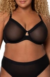 Curvy Couture Full Figure Mesh Underwire Bra In Black