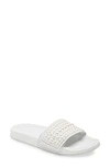 Jimmy Choo Fitz Embellished Canvas-leather Slides In V White