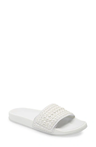 Jimmy Choo Fitz Pearl-embellished Slide Sandals In White