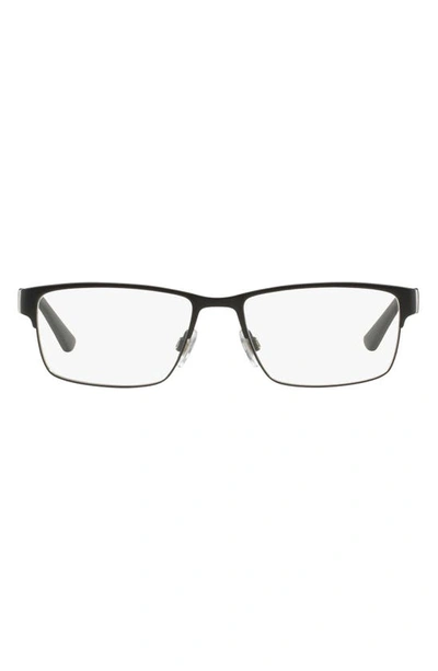 Polo Ralph Lauren 54mm Rectangular Optical Glasses In Matte Black