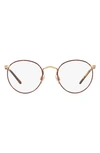 Polo Ralph Lauren 48mm Round Optical Glasses In Gold Havana