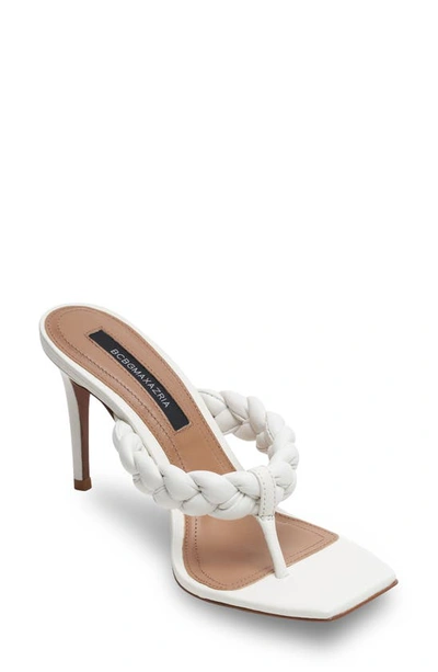 Bcbgmaxazria Bella Optic White Leather Braided Sandal Heel