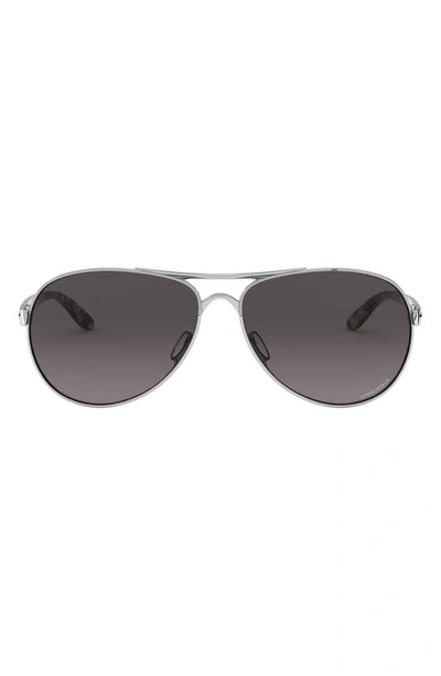 Oakley Feedback 59mm Prizm™ Aviator Sunglasses In Polished Chrome