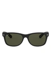 Ray Ban 58mm Rectangular Wayfarer Sunglasses In Rubber Black