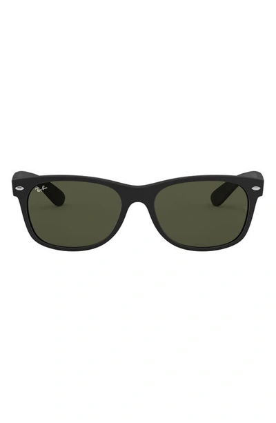 Ray Ban 58mm Rectangular Wayfarer Sunglasses In Rubber Black