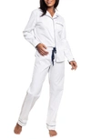 Petite Plume Cotton Classic White Twill Pajama Set In White