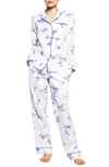 Petite Plume Floral Cotton Long Pajama Set In White