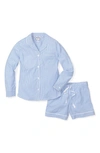 Petite Plume Seersucker Stripe Short Pajamas In Blue
