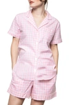 Petite Plume Pink Gingham Short Pajama Set In Pink