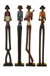 WILLOW ROW BROWN POLYSTONE TALL LONG LEGGED JAZZ BAND MUSICIAN SCULPTURE WITH BLACK BASE STAND,758647446278